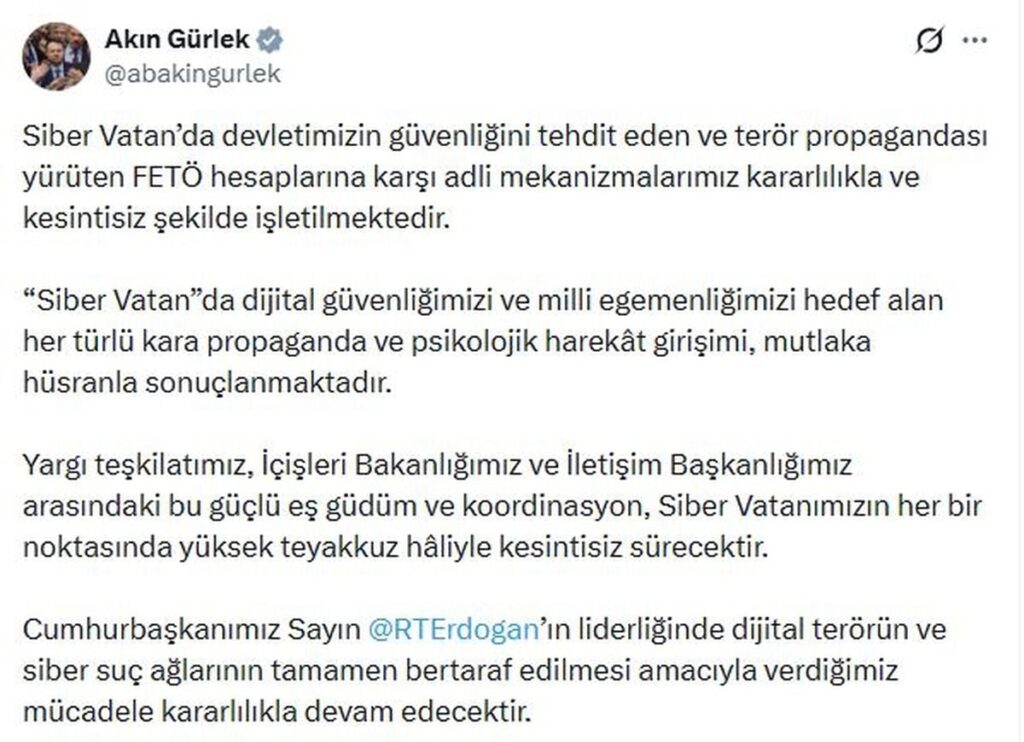 Adalet Bakanı Gürlek: FETÖ Hesaplarına Yönelik Adli Süreçler Sürdürülecek